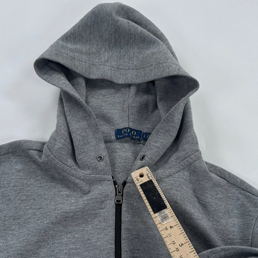 Polo Ralph Lauren Mens Hoodie Large Grey Full Zip Pony Logo Streetwear Classic